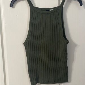 H&M Olive Green Ribbed Tank Top